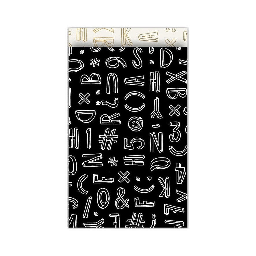 Cadeauzakje 7×13 cm - Typo zwart/wit