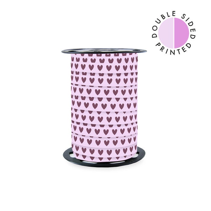 Cadeau lint – Hartjes pastelroze - 5 meter