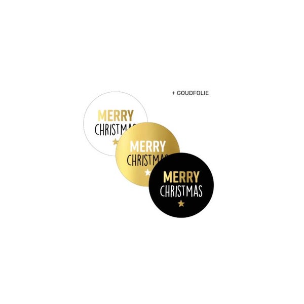 Stickers - Merry Christmas (zwart-wit-goud)