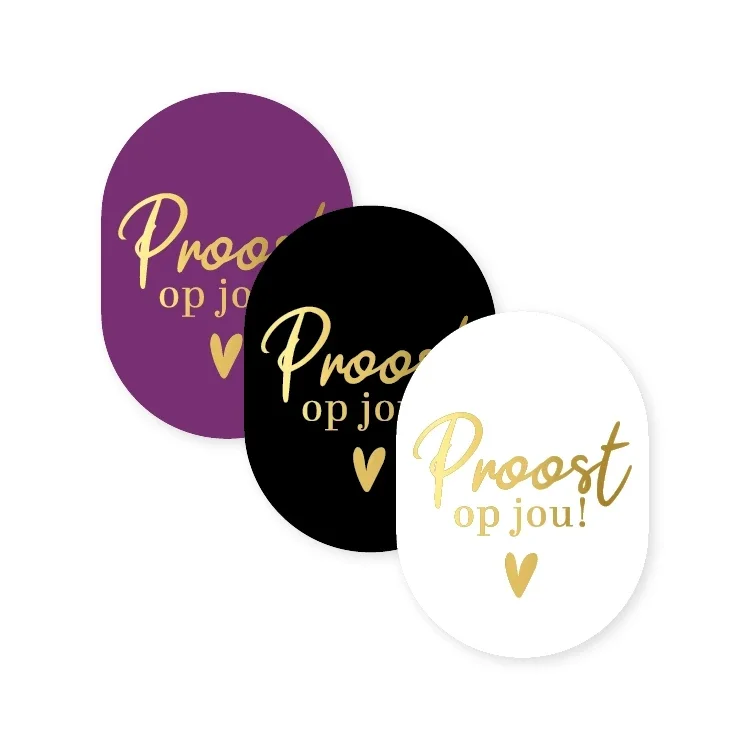 Stickers - Proost op jou! (goud op kleur)