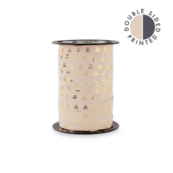 Cadeau lint – Mijtertjes Beige & Goud - 5 meter