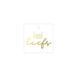Label – Veel liefs (wit/goud) – per stuk