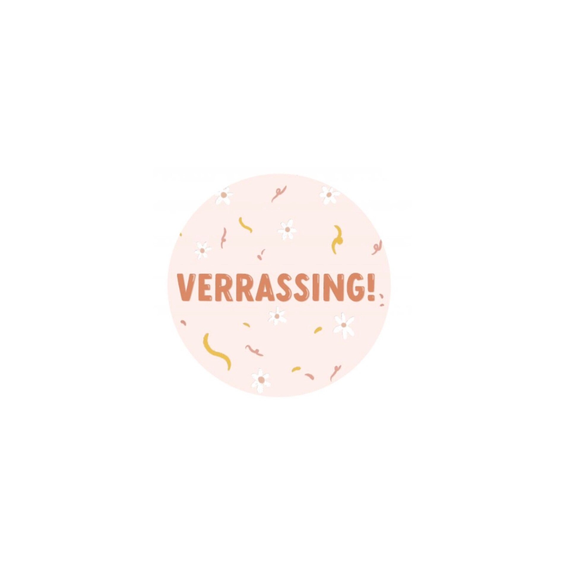 Stickers - Verrassing! (roze met bloemen)