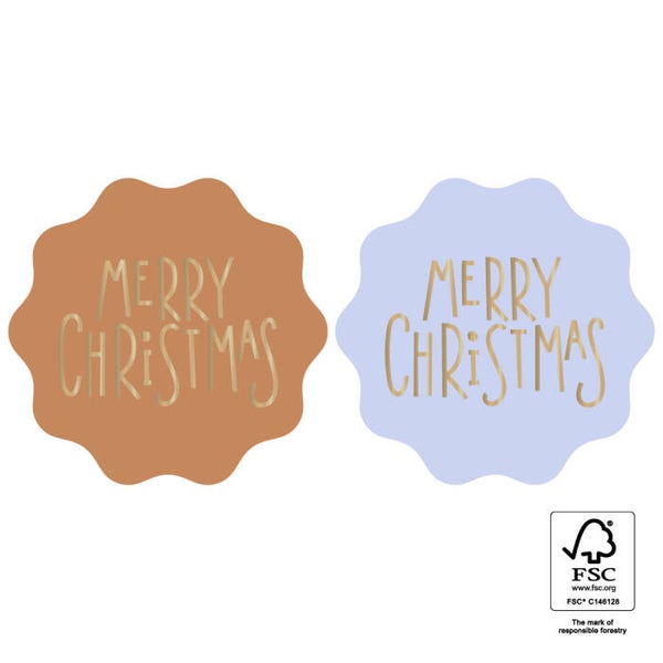 Stickers -  Merry Christmas (Blauw/Bruin)
