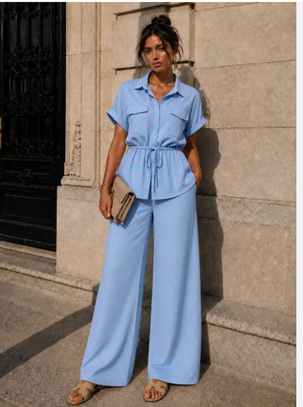 Ensemble chic à pois rose
