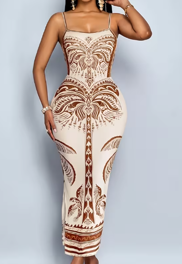 Robe tropicale Marron ou orange