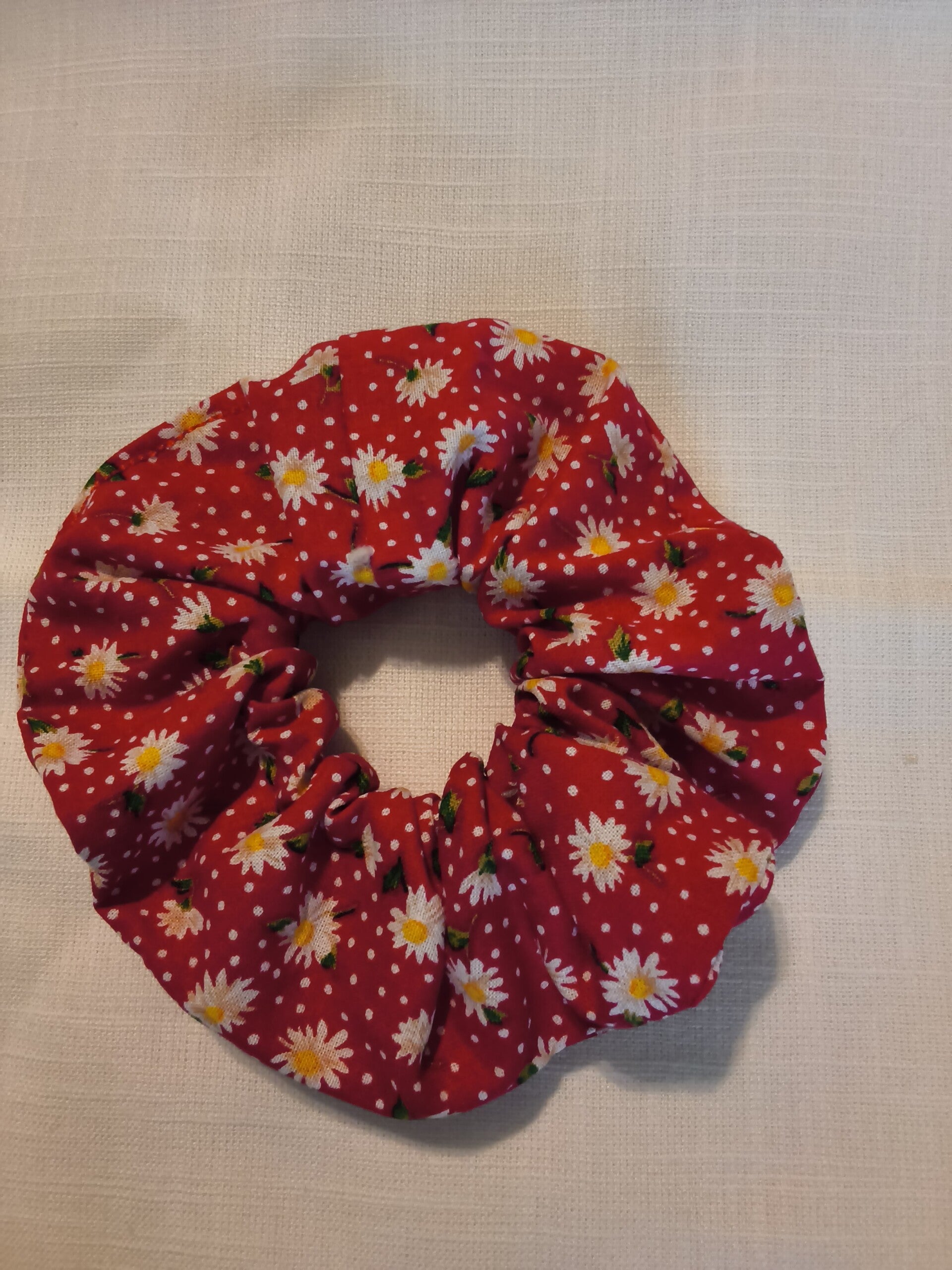 Large Scrunchie Cotton Fabric Red Scrunchies Hair Tie polka dots and daisy