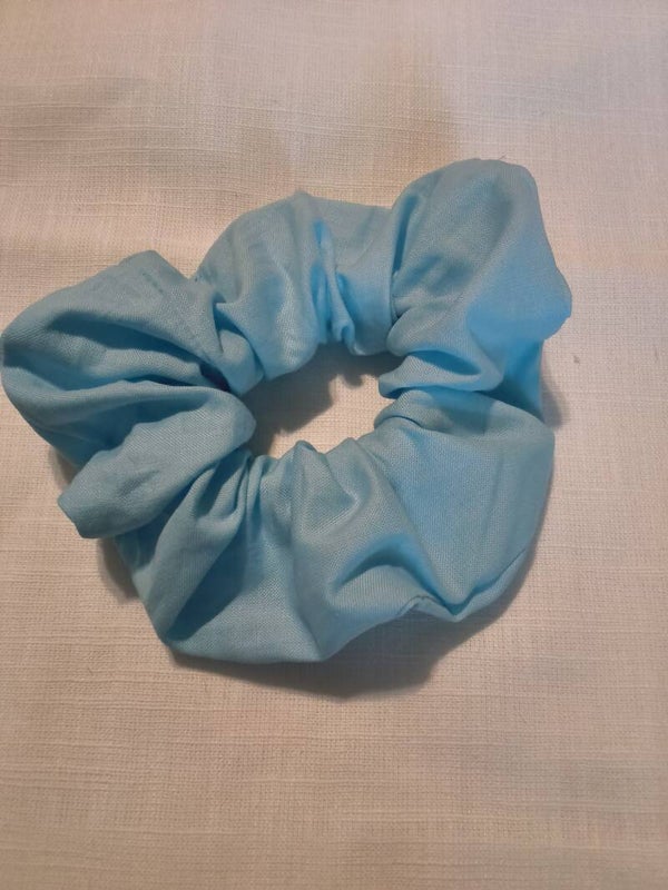 Large Scrunchie Light Blue Cotton  Elastic Hairbands Hair Ties