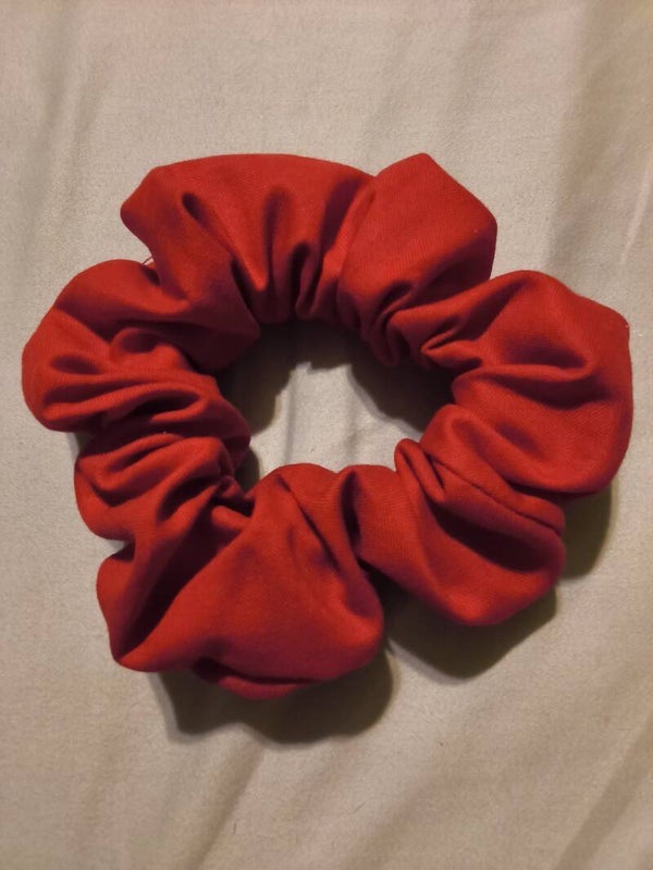 Women Scrunchie Cotton Fabric Red Scrunchies Hair Tie Handmade