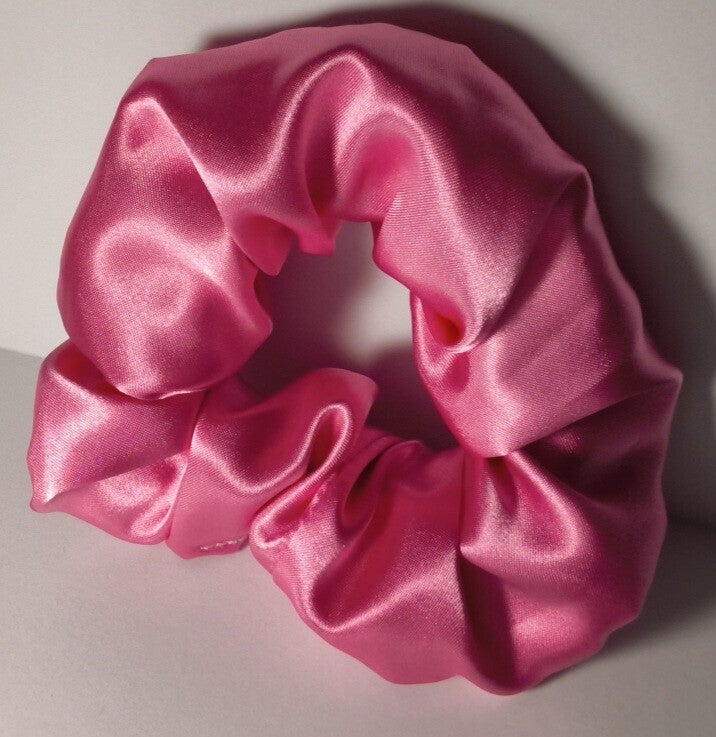 Jumbo Large  Women  Pink Satin Scrunchie Elastic Hairbands Hair Ties