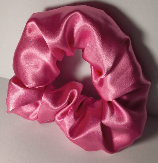 Jumbo Large  Women  Pink Satin Scrunchie Elastic Hairbands Hair Ties