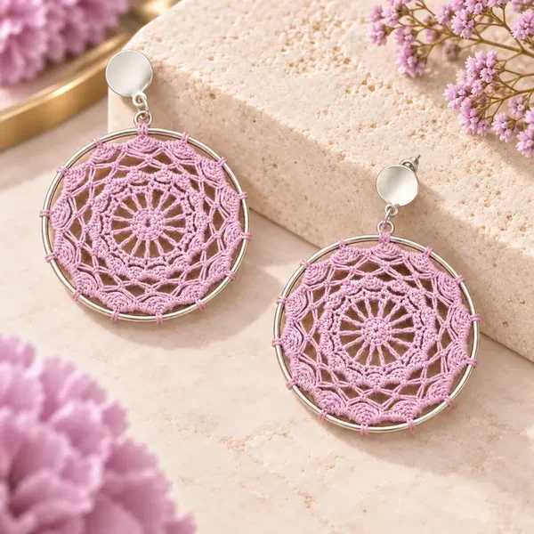 Mandala-oorbellen Lila – 4 cm