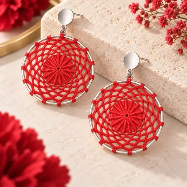 Mandala-oorbellen Rood – 4 cm