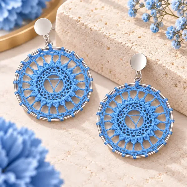 Mandala-oorbellen Blauw – 4 cm