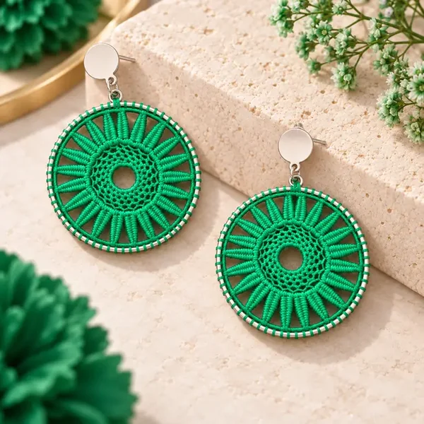 Mandala-oorbellen Groen – 4 cm