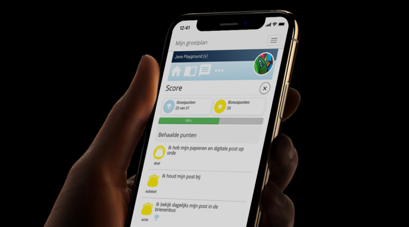 Voorbeeld van de Growpad app