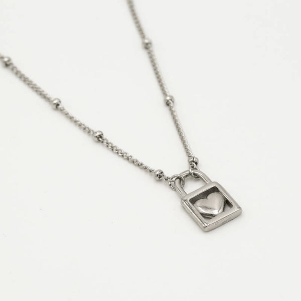Chain lock with heart silver