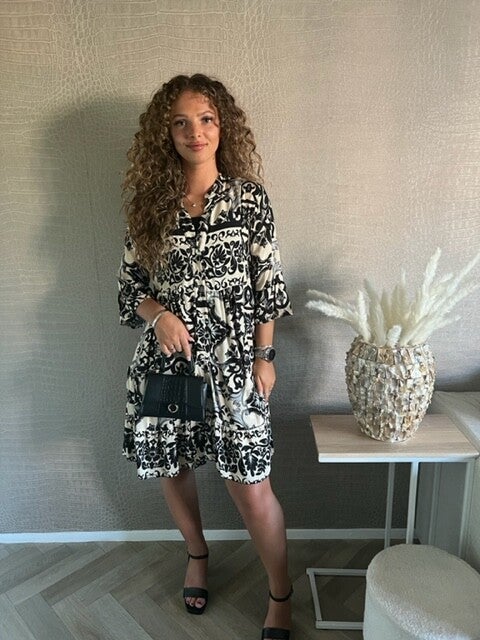 Floral bandana dress black/creme