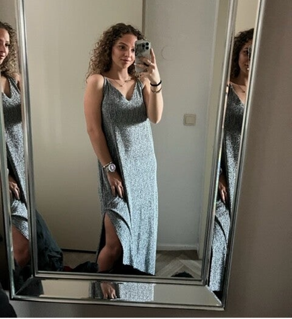 Glitter prom dress silver