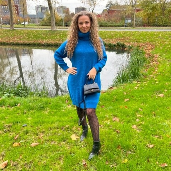 Mae turtleneck dress cobal blue