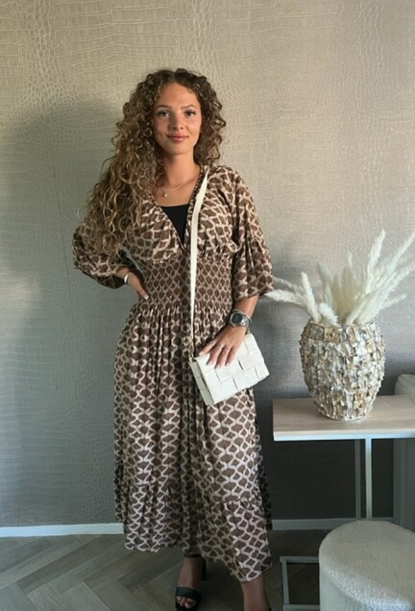 Celine switch long dress brown/creme