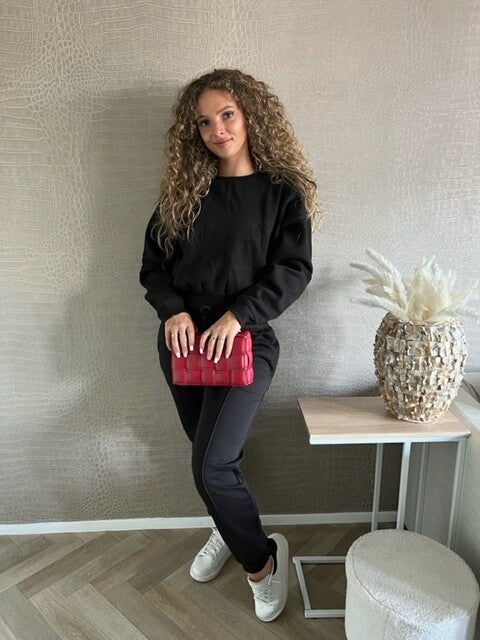 Crop comfy jogging suit black