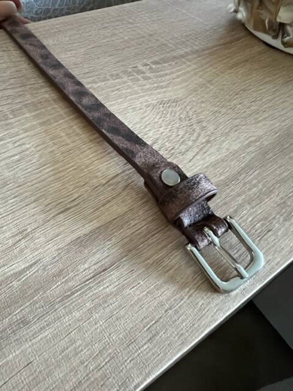 Leopard thin belt brown