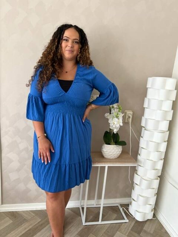 Maya v-neck dress blue