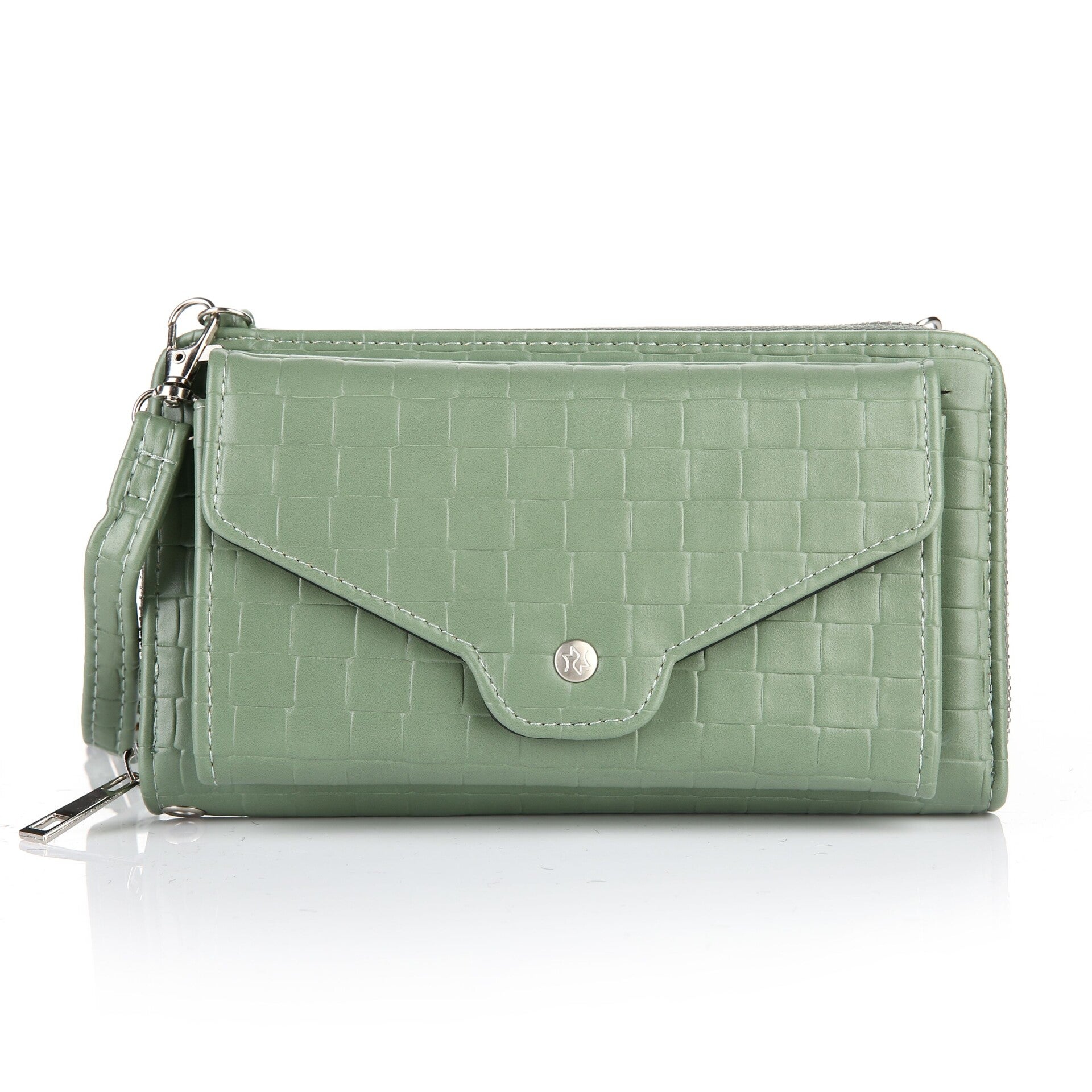 Checkered wallet pistachio green