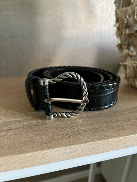 Croco stripe belt black/silver