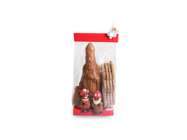 Zakje Sint 18 cm melk / pakje speculoos / caraques (260 gr)