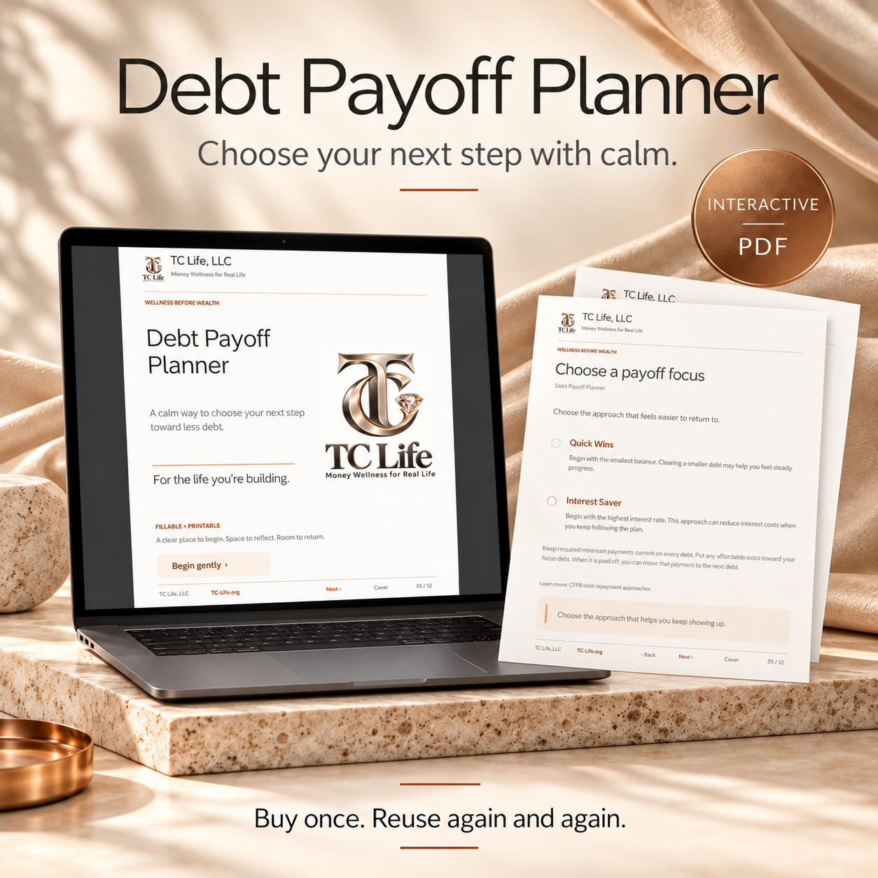 Debt Payoff Planner | Interactive, Fillable PDF – TC Life