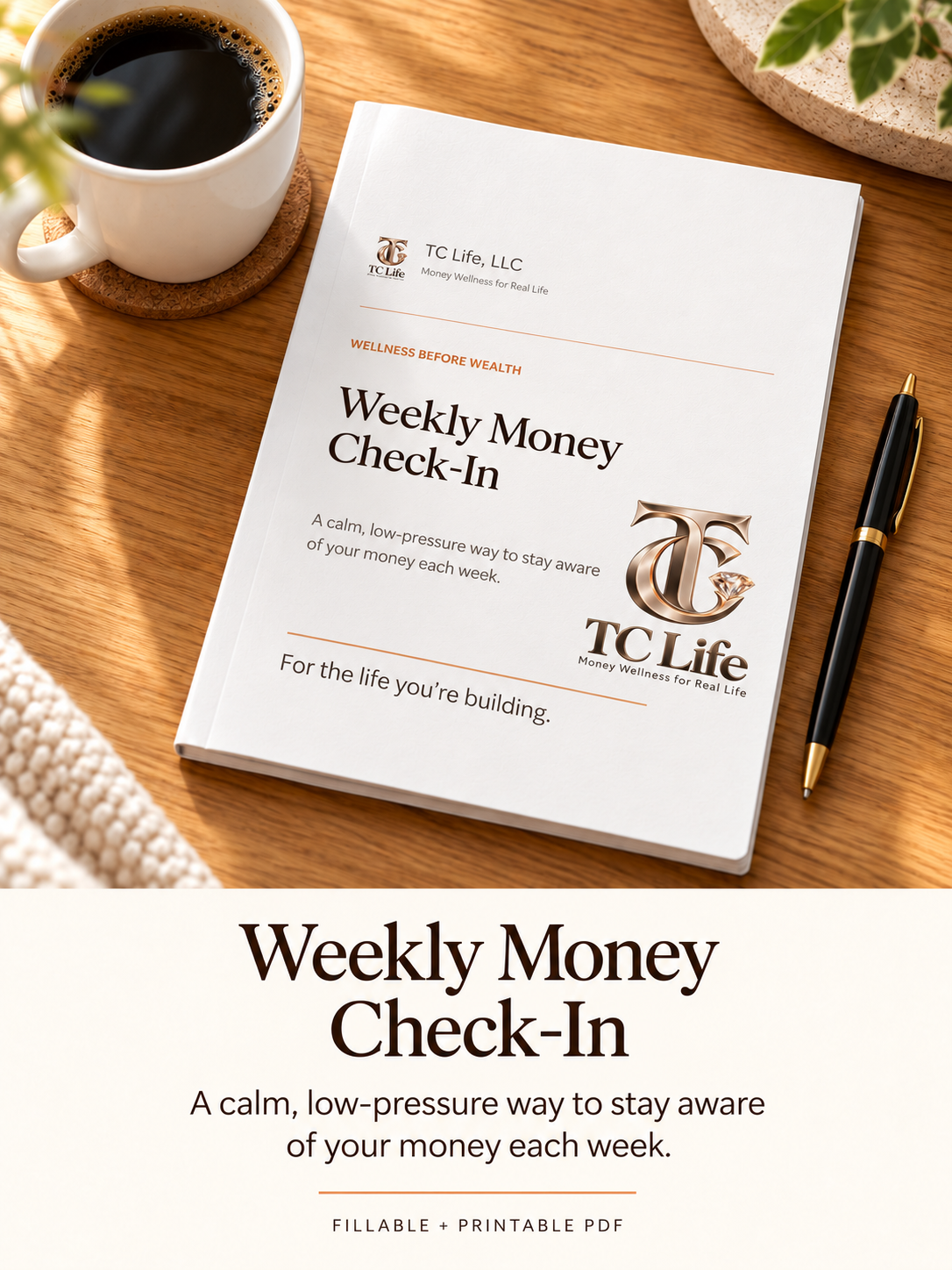TC Life Weekly Money Check-In: a calm, low-pressure way to stay aware of your money each week.