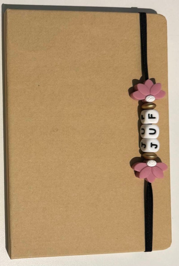 Notitieboek- juf - roze bloemen