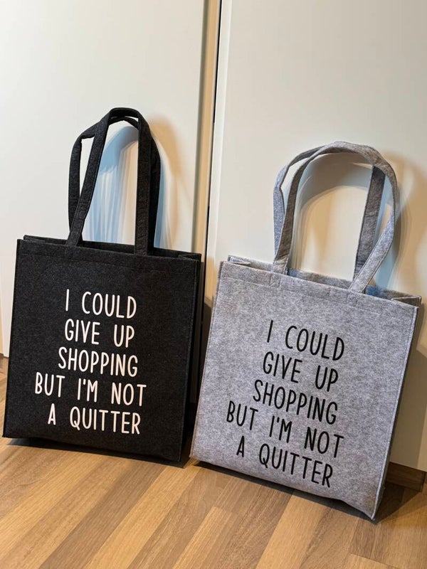 vilten shopper - lichtgrijs BEDRUKT
