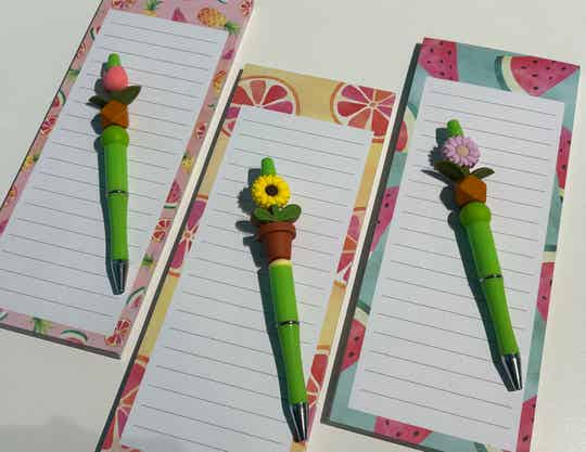 SET balpen en notablok - bloem