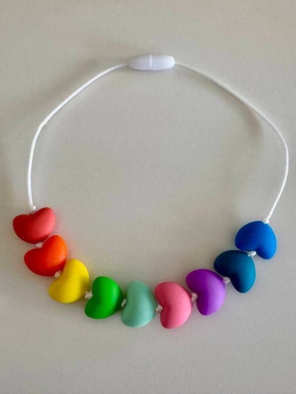 kinderketting - hartjes regenboog