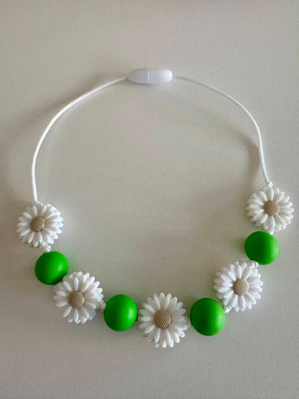 kinderketting - madelief wit/groen