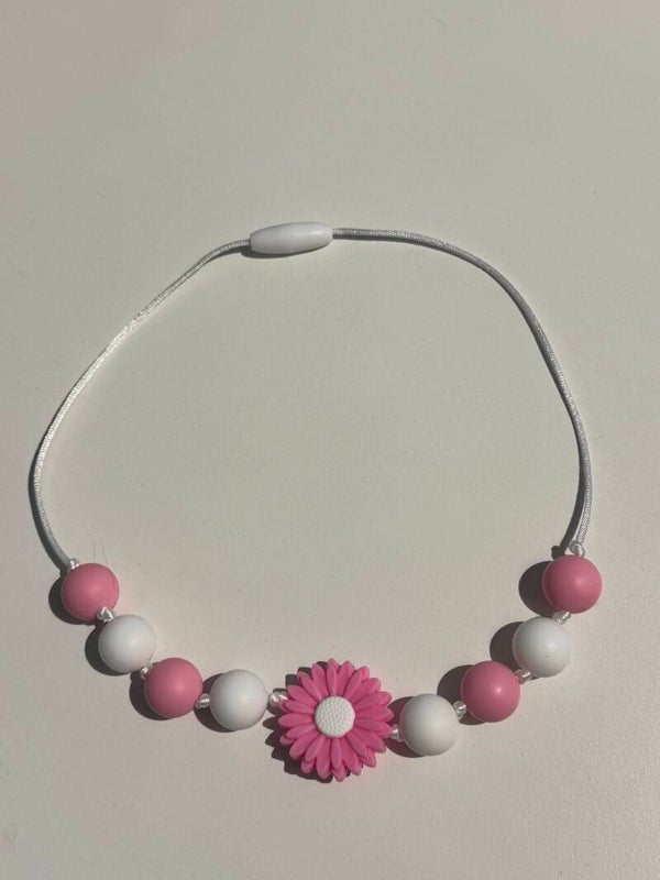 kinderketting - grote roze bloem