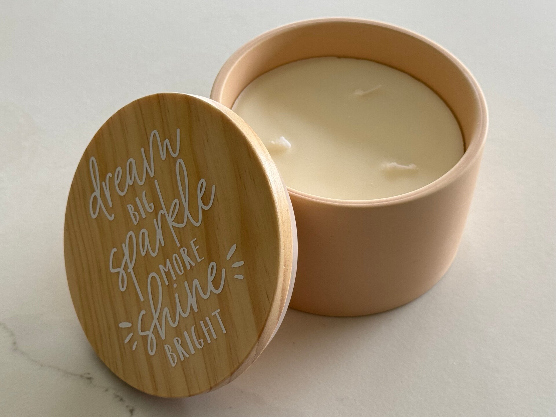 kaars 3 lonten - beige- sparkle