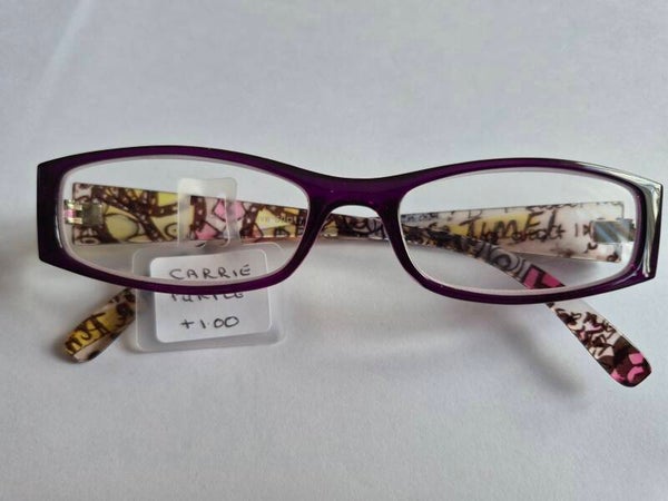 Carrie +3.00 ladies Purple and floral fashion Reading Glasses