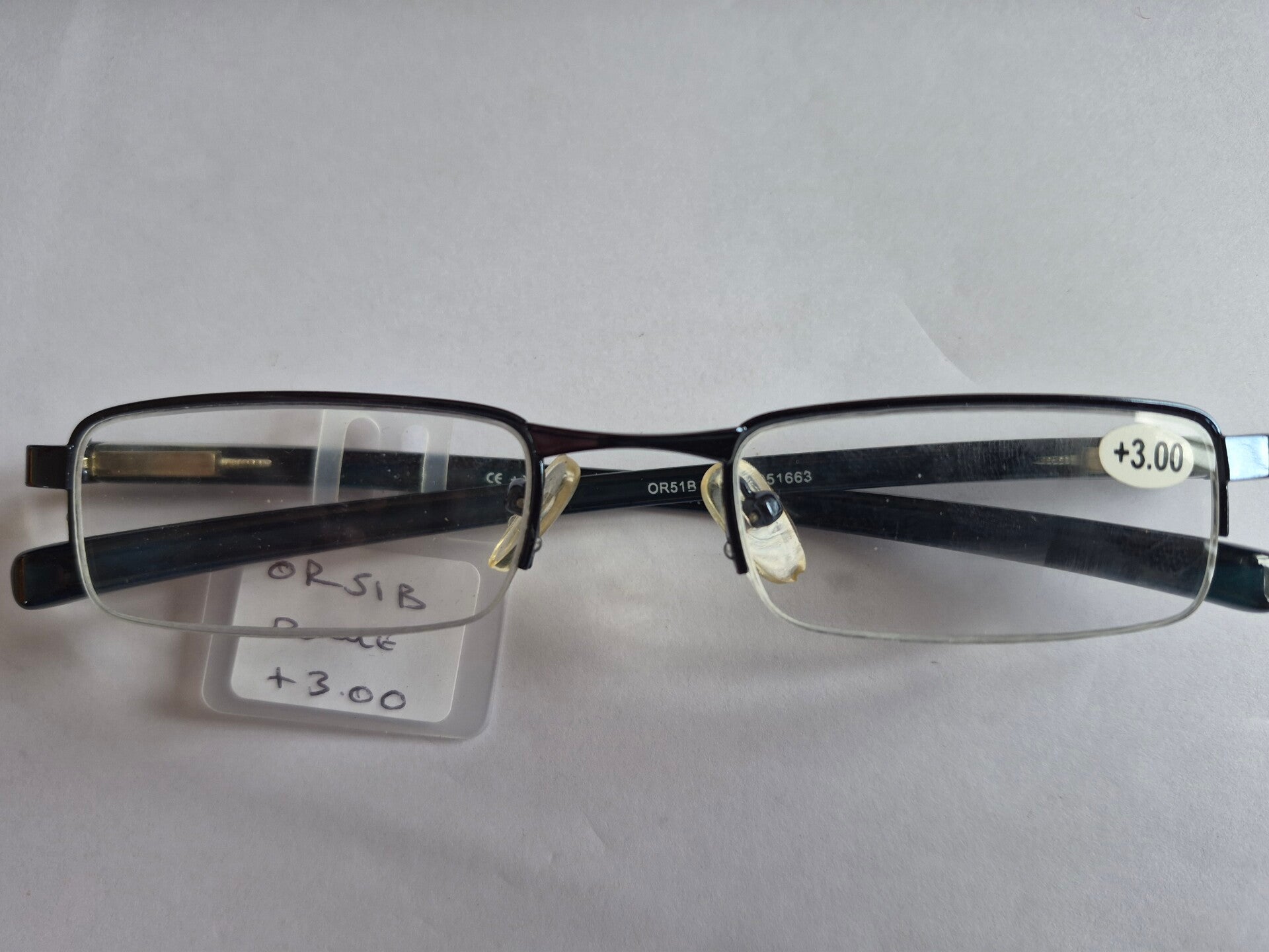 OR51b +3.00  blue steel semi-rim fashion Reading Glasses