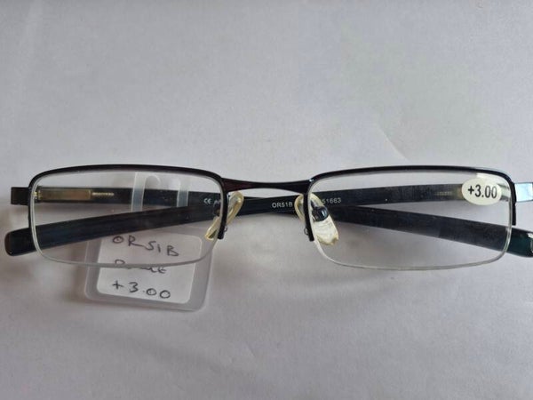 OR51b +3.00  blue steel semi-rim fashion Reading Glasses