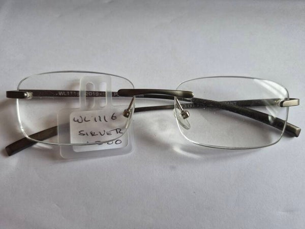 WL1116 +3.00 Silver Grey rimless Foster Grant glasses Readers
