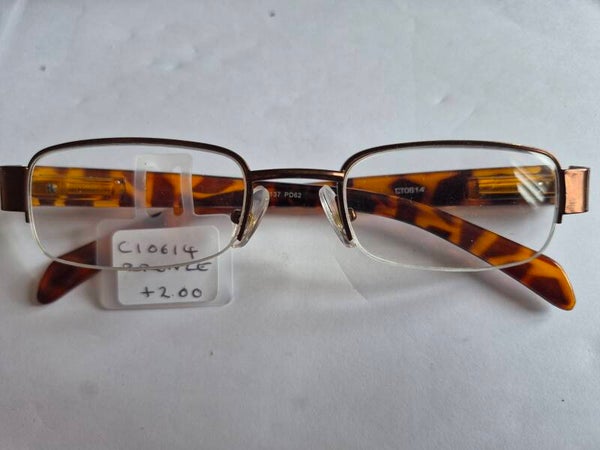 C10614 +2.00 Bronze steel  Fashion Reading Glasses