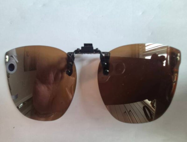 T100. Brown large polarised clip-on for all frames