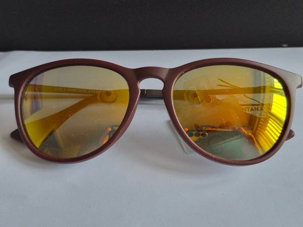 MS24F Montana Sunglasses deep red with gold mirror lenses