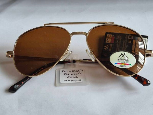 Montana Gold Aviator with Brown polarised lenses