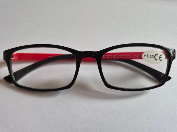 Squire +2.00 Gents Black/ Red sides Reading Glasses