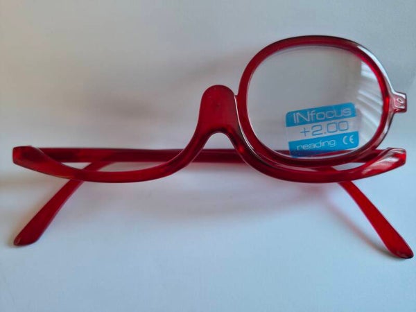 R6900 Red +2.00 Make-Up/ Craft flip lens glasses